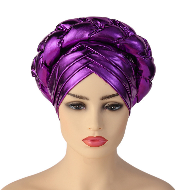 New Three-layer Bronzing Braid Ethnic Hat Turban Hat African Hat Women Nigerian Gele Headtie