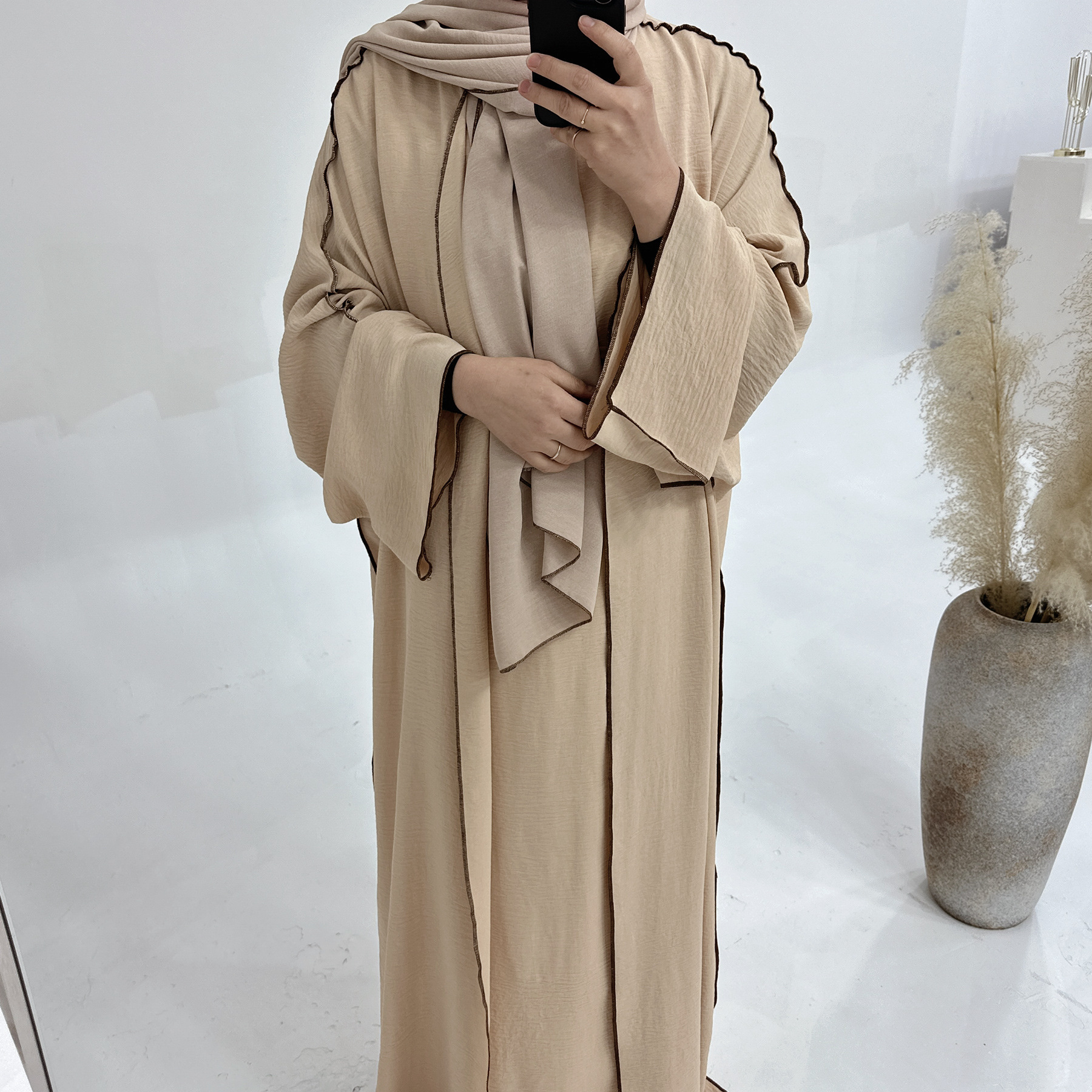 2024 Wholesale Custom EID Islamic Clothing Dudbai Abaya Modest Three Piece With Hijab Set Women Muslim Dress Jazz Crepe Abaya