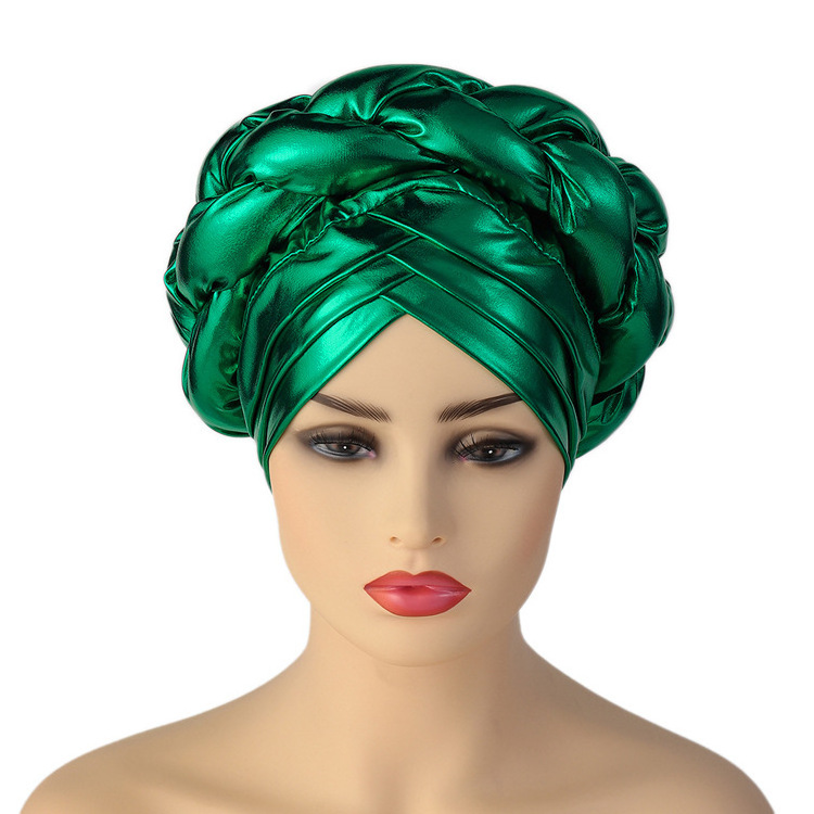 New Three-layer Bronzing Braid Ethnic Hat Turban Hat African Hat Women Nigerian Gele Headtie