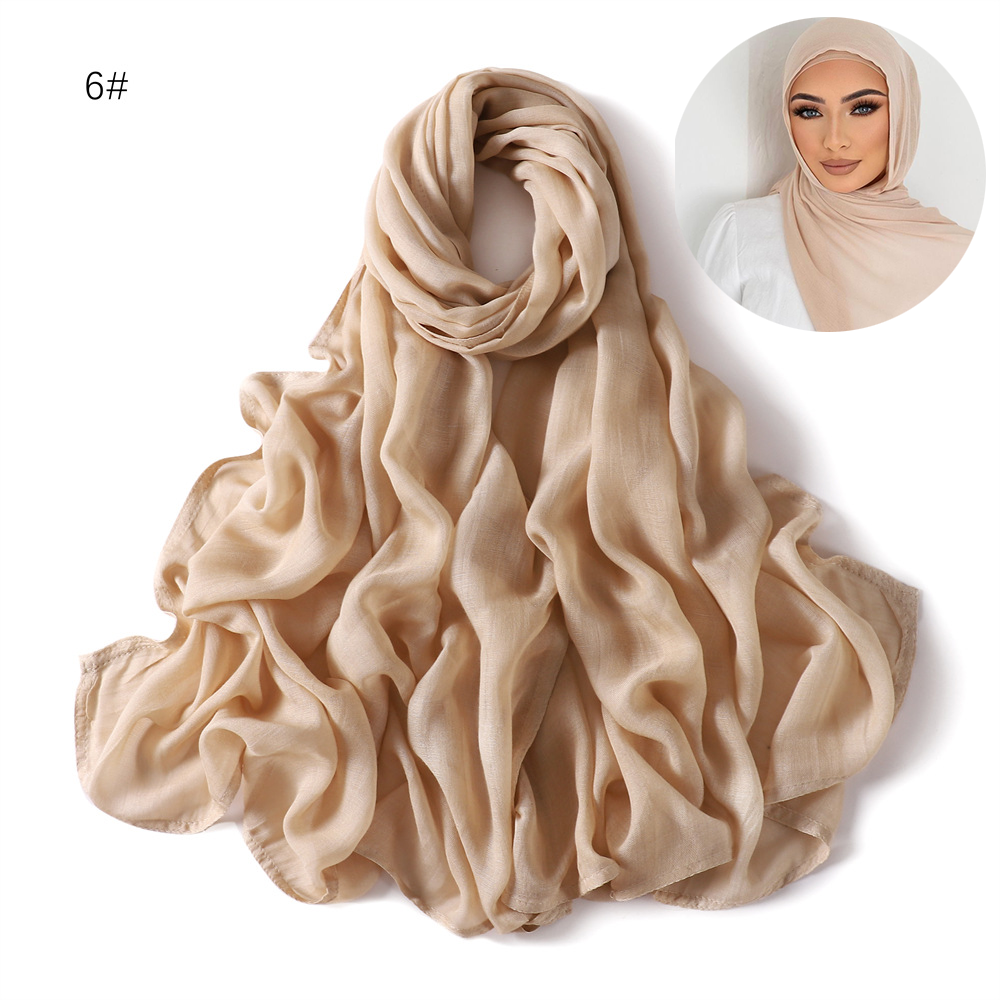 Modal Hijab Set Matching Color Cotton Plain Muslim Women Shawl Rayon Double Stitches Edge 100%Viscose Scarf Hijab With Inner Cap