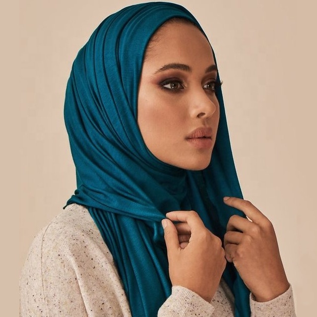 Wholesale Customize Fashion Modal Jersey Hijab Plain Wraps Shawls Muslim Women Scarves Stretchy Cotton Jersey Hijab Scarf