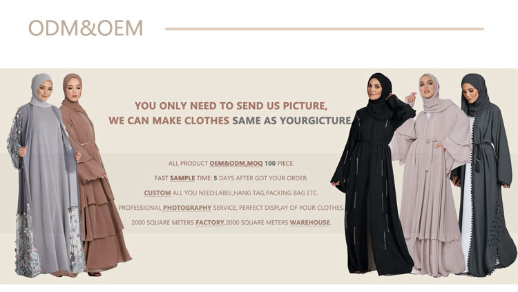 2023 Latest High Quality Dubai Modest Abaya Muslim Women Dress Puff Sleeve Velvet Satin Casual Abaya with Matching Hijab Set