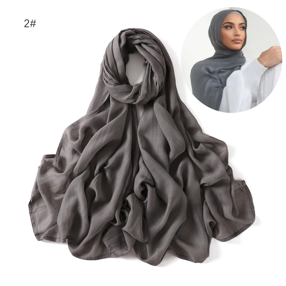 Modal Hijab Set Matching Color Cotton Plain Muslim Women Shawl Rayon Double Stitches Edge 100%Viscose Scarf Hijab With Inner Cap