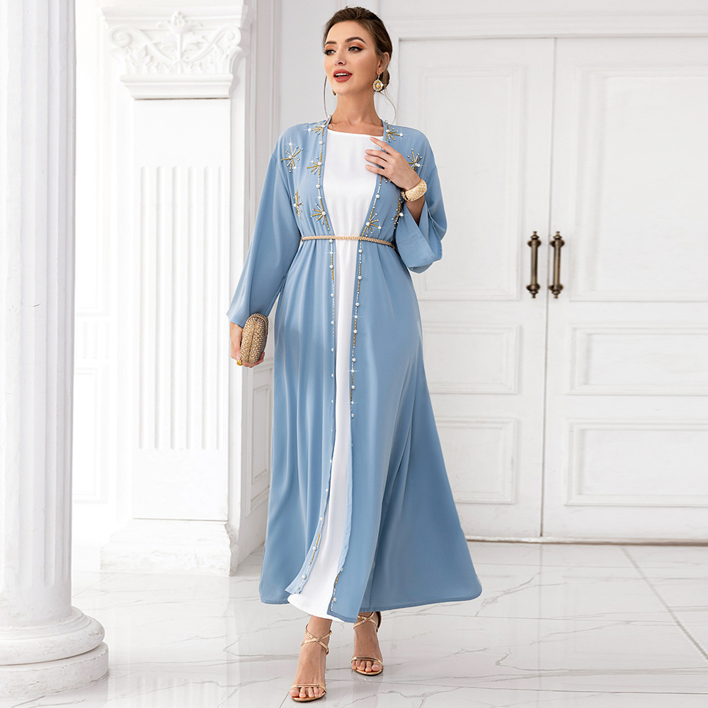 2023 Dubai Hot Turkey Middle East Fashion Elegant Long Gown Muslim Arab Vintage Outwear Long Gown