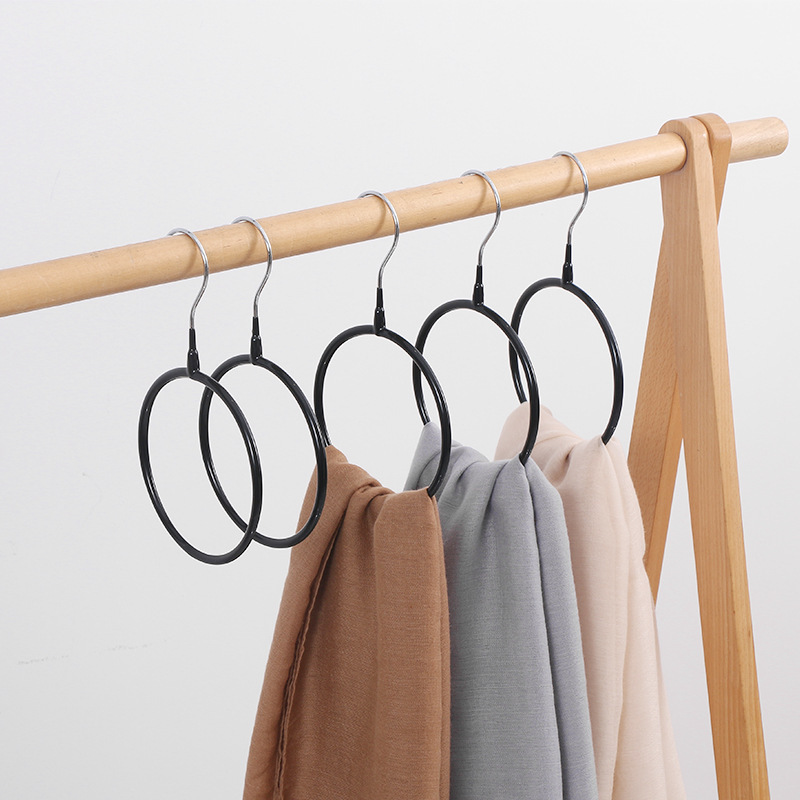 Wholesale Metal Alloy Tie Towel Storage Rack White Black Round Ring Holder Hijab Accessories Muslim Scarf Hijab Hanger