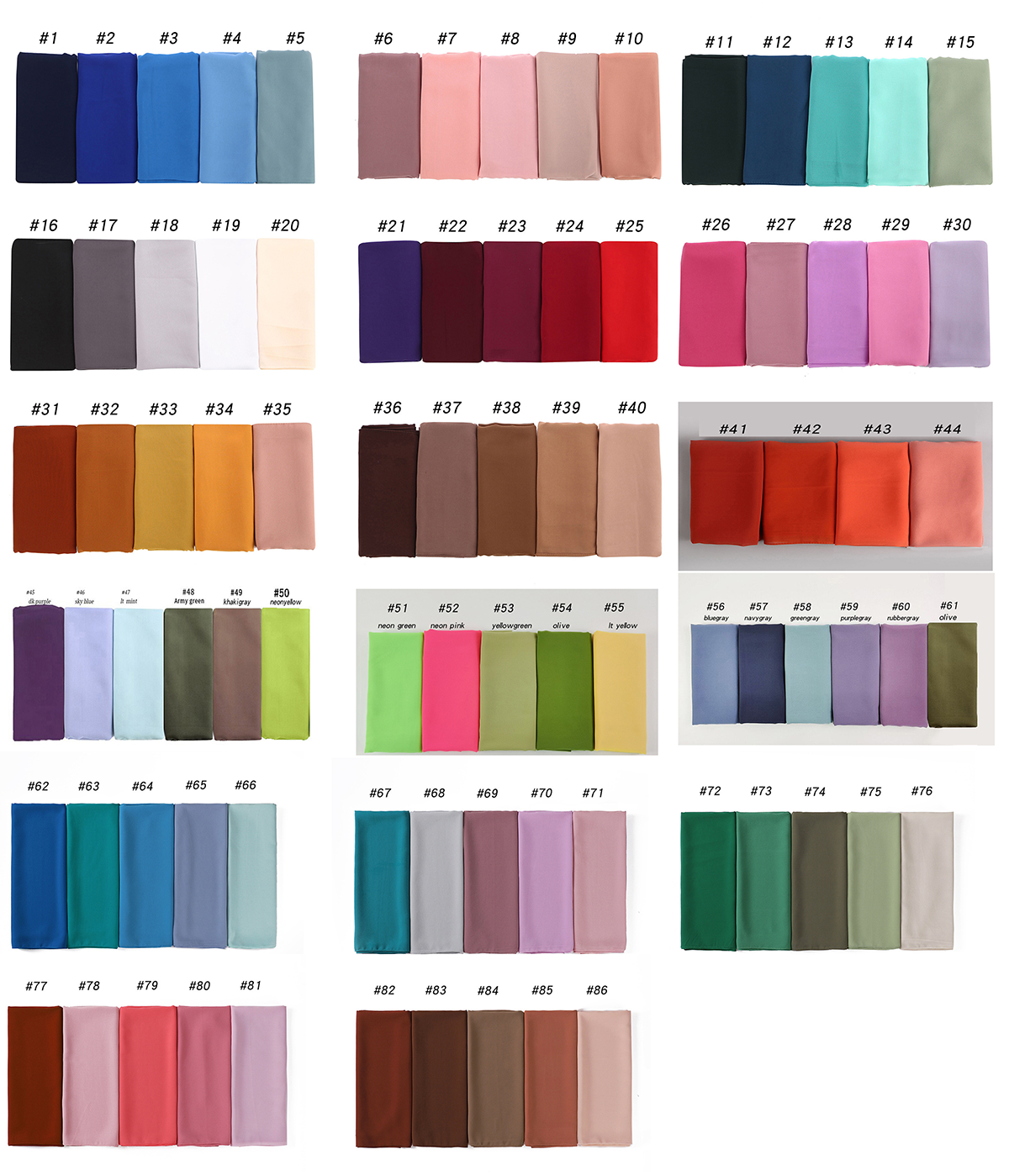 Musulmane 86 Colors Headscarf Ladies Plain Color Knitted Chiffon Veil Scarf Wholesale Chiffon Hijab For Muslim Women