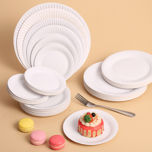 9 Inch Fast delivery  White Uncoated Disposable Paper Plates for Birthday party supplies