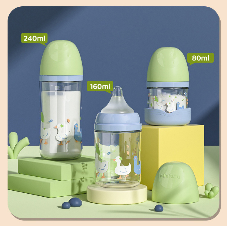 Portable Anti Colic Glass Baby Bottle Wide Neck BPA Free Baby Drink Bottles Baby Feeding Bottle