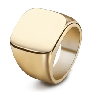 316L Stainless Steel Men Metal Ring Blank Gold Plated Finger Ring Designs Wholesale