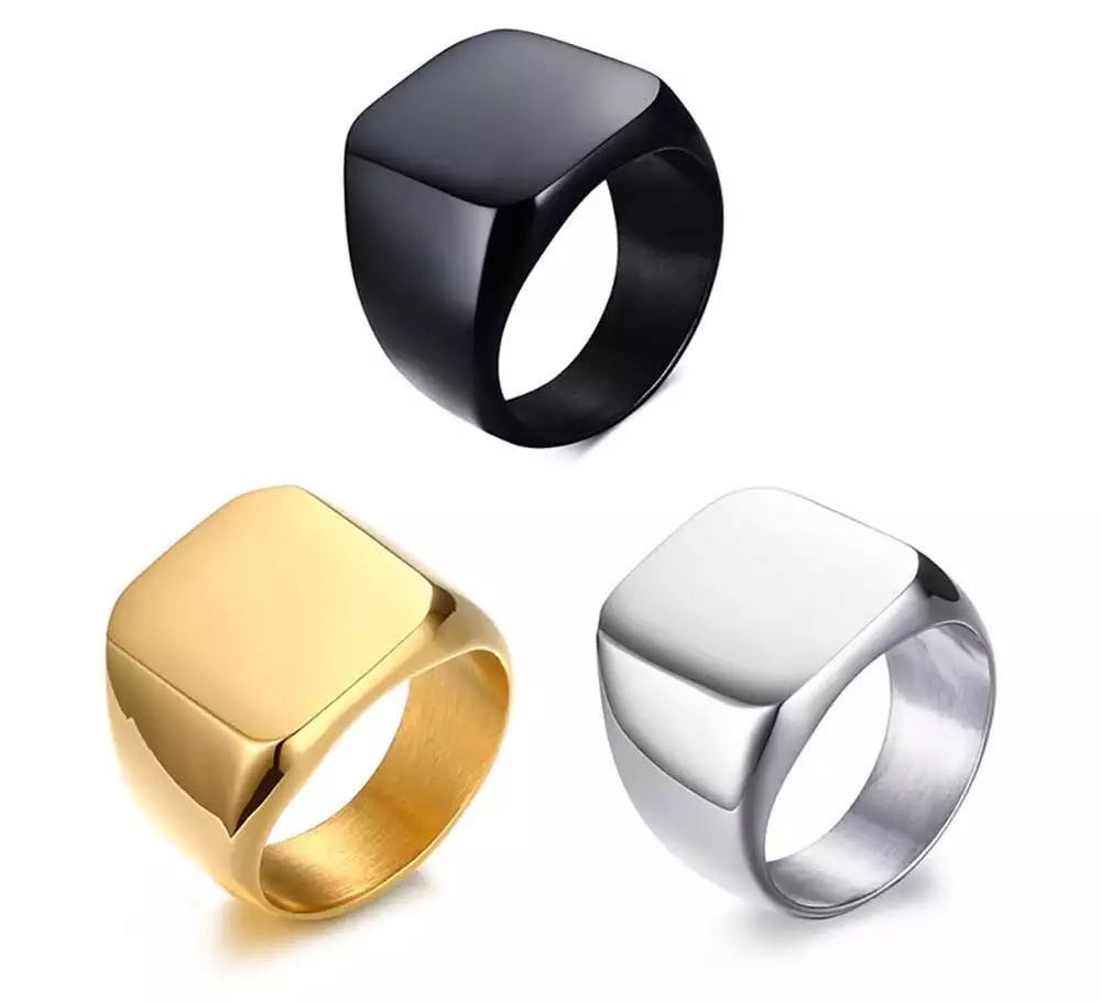 316L Stainless Steel Men Metal Ring Blank Gold Plated Finger Ring Designs Wholesale