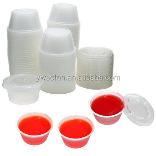 Disposable Mini Clear Plastic Jello Shot & Condiment Sauce Cups with Lids