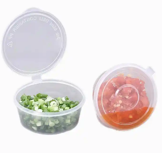 FREE SAMPLE 1.5OZ Disposable Clear Plastic Sauce Cups with Lids, Portion Cups with Lids, Souffle Cups