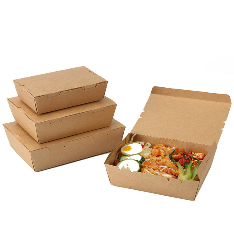 Custom Logo Food Grade Disposable Fast Food Packaging Kraft Paper Hamburger Clamshell Burger Box Wholesale