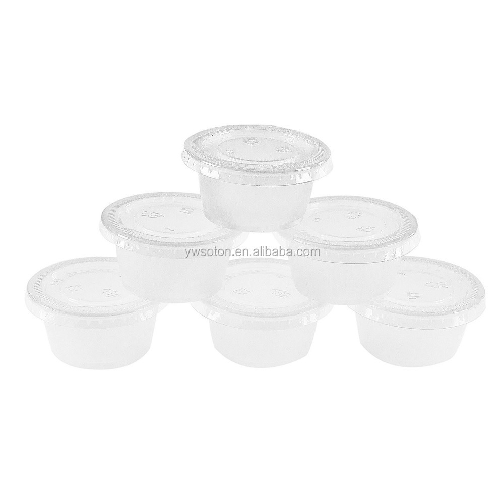 Disposable Mini Clear Plastic Jello Shot & Condiment Sauce Cups with Lids