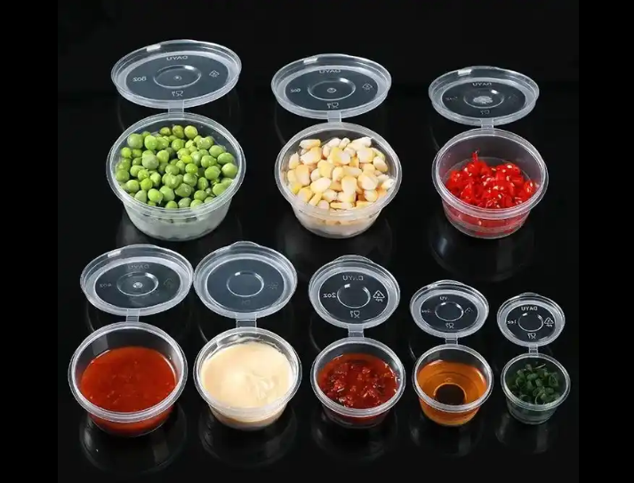 FREE SAMPLE 1.5OZ Disposable Clear Plastic Sauce Cups with Lids, Portion Cups with Lids, Souffle Cups