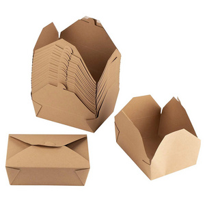 Custom Logo Food Grade Disposable Fast Food Packaging Kraft Paper Hamburger Clamshell Burger Box Wholesale