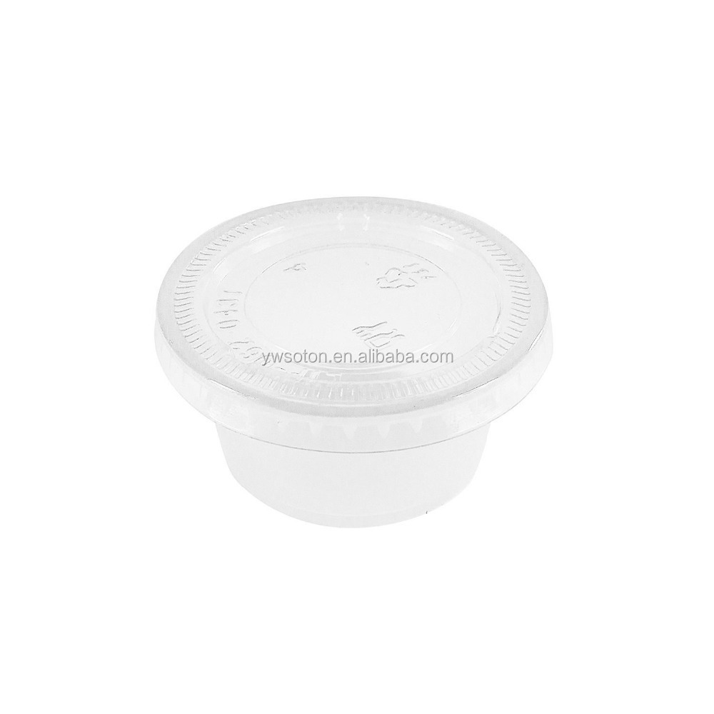 Disposable Mini Clear Plastic Jello Shot & Condiment Sauce Cups with Lids