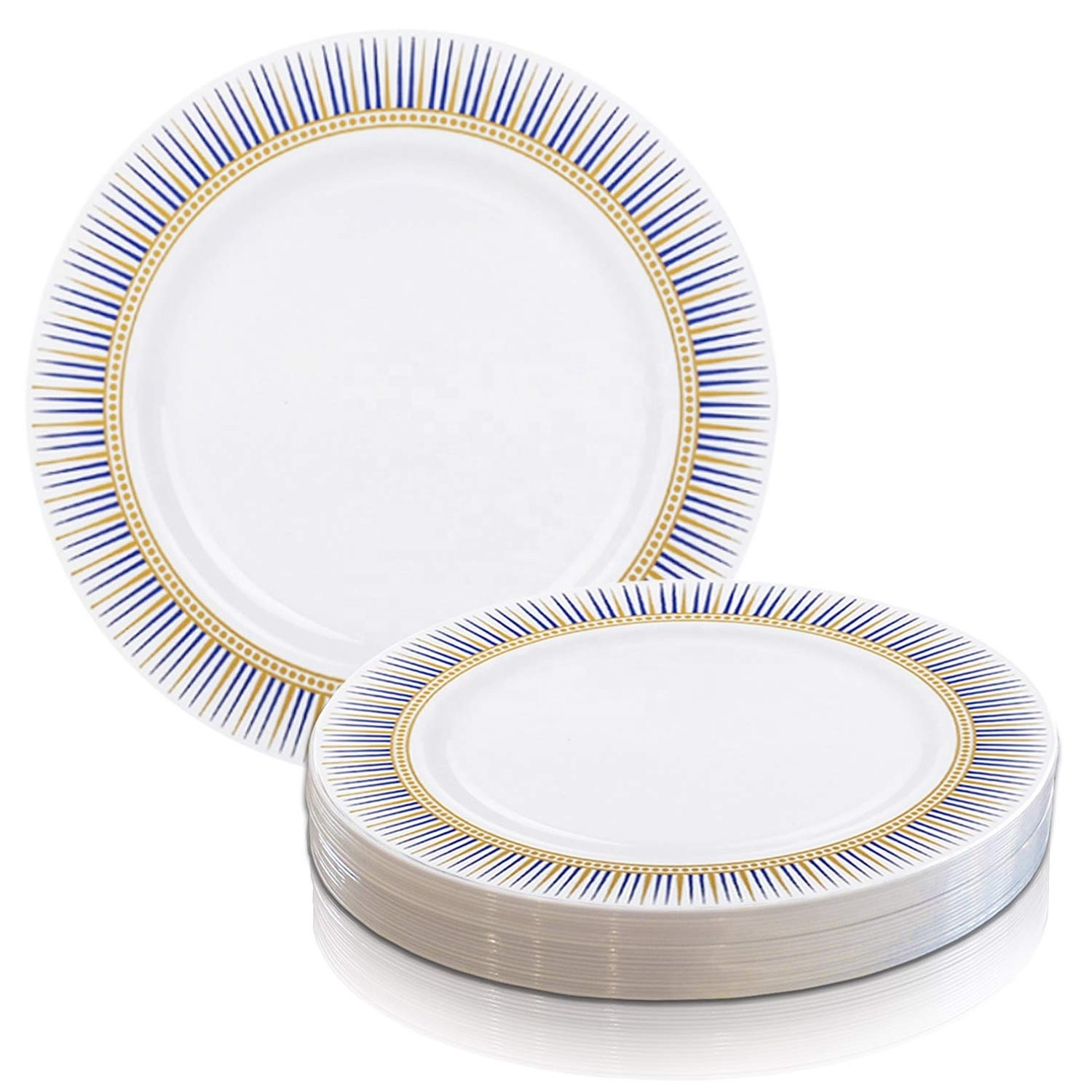 Dinner Plates Dessert Salad Plates Rose Gold Heavy Duty Plastic Rim Plastic White Wedding CLASSIC PS Round Charger Plate >10