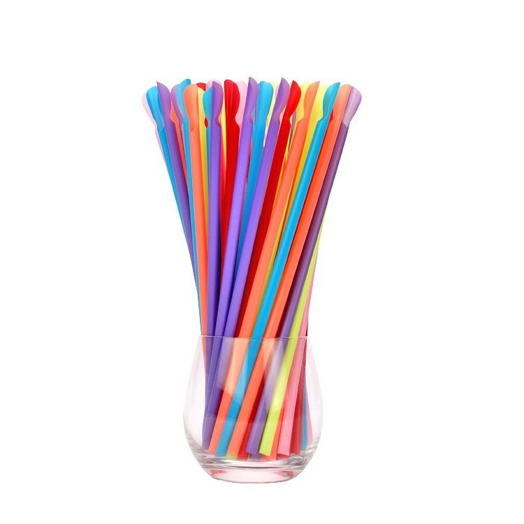 Eco Friendly Disposable PLA Drinking Food Grade Straws Spoons For Ice