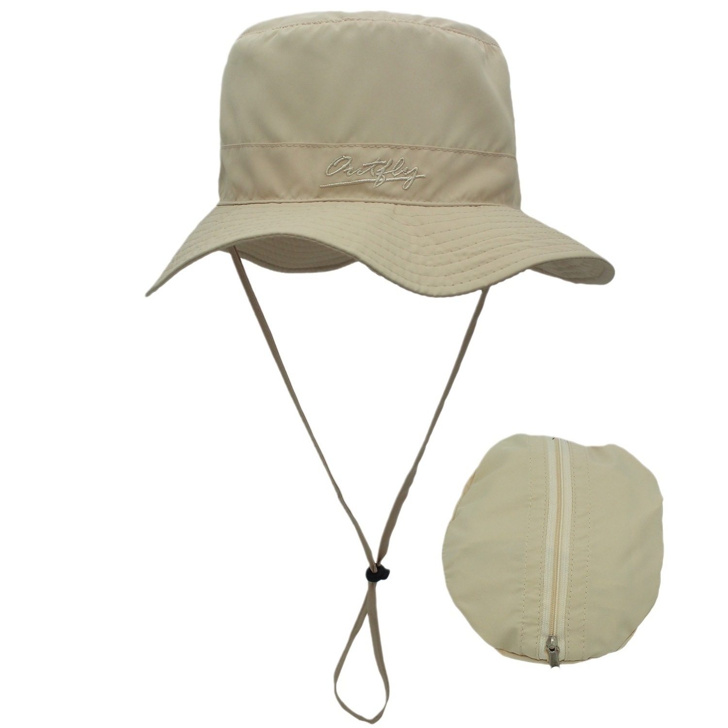 Custom logo Outdoor Washed Cotton Fisherman Bucket Hats folding cap can take in wide brim bucket hats with Strings