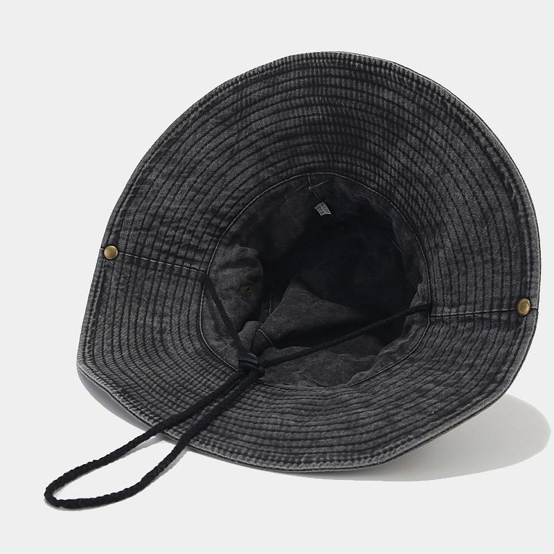 Wholesale Custom logo Summer Outdoor Washed Cotton Fisherman Bucket Hats folding cap  wide brim bucket hats with Strings