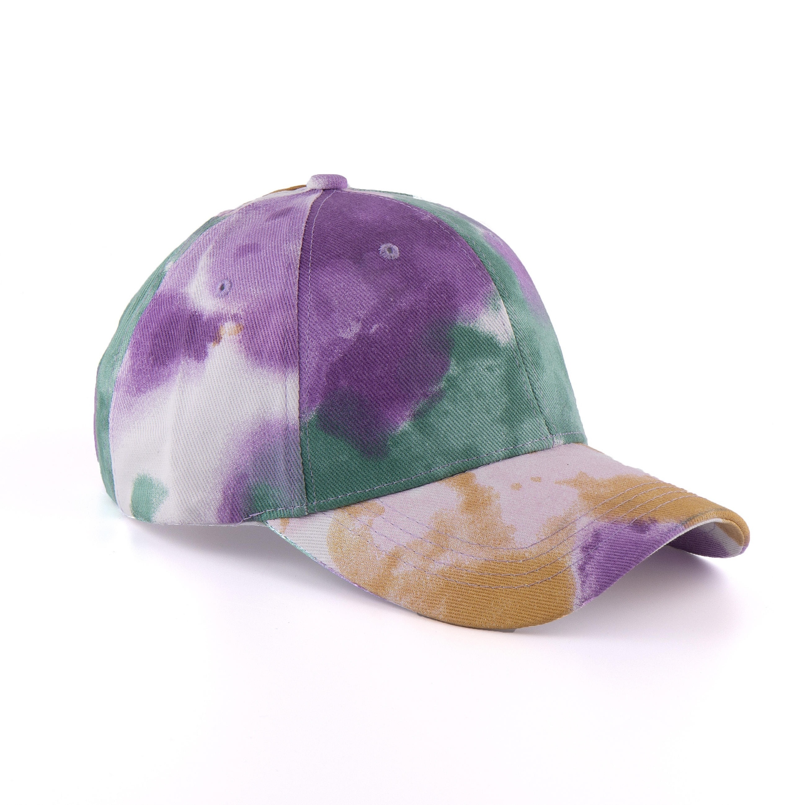 Leisure Printed Sports Hat Soft Top Peaked Hat Tie Dye Open Cross Ponytail Sun Protection Baseball Hat