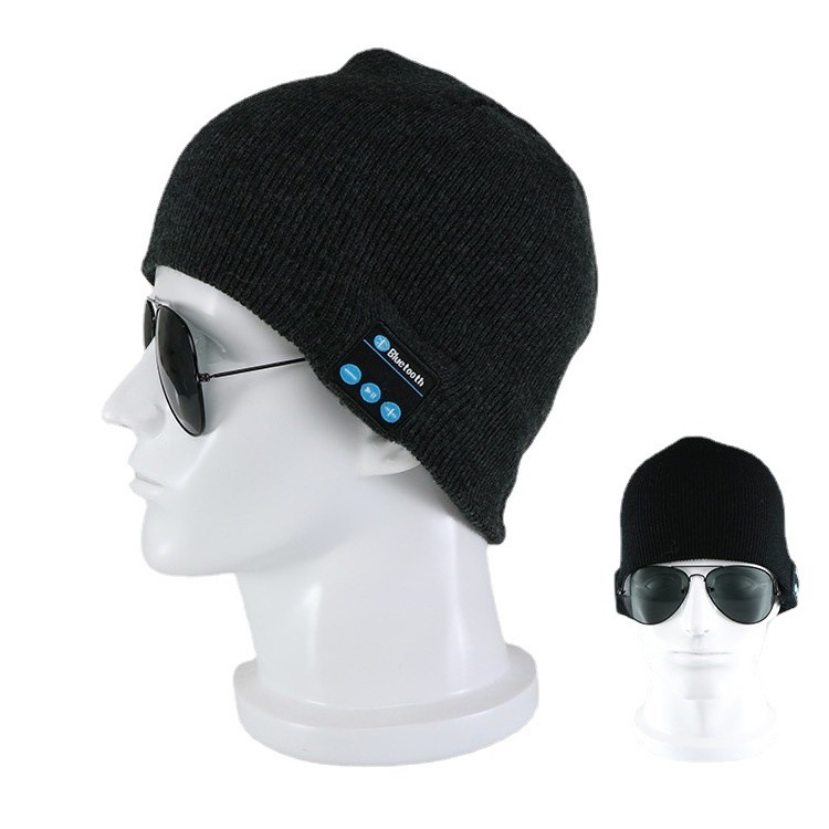 Woolen Hat Knitted Stripe Winter Outdoor Running Hat Earphone Microphone Earphone Music Headband Sports Smart Hat