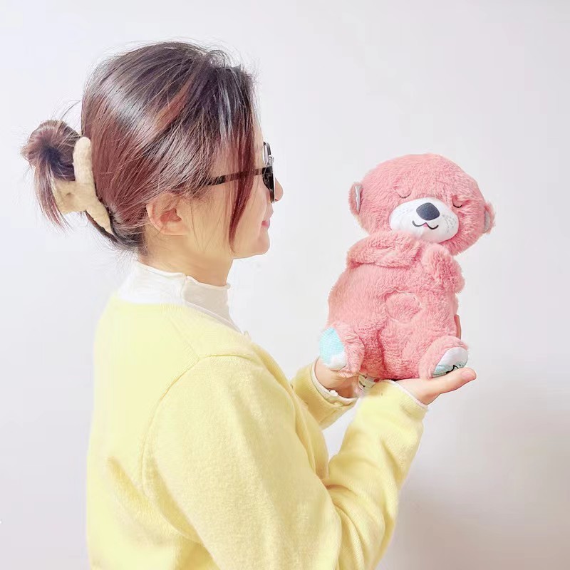 Breathing Otter Sleep Buddy Sound Machine Portable Soothe and Snuggle Sensory Details Music Lights Rhythmic Plush toys