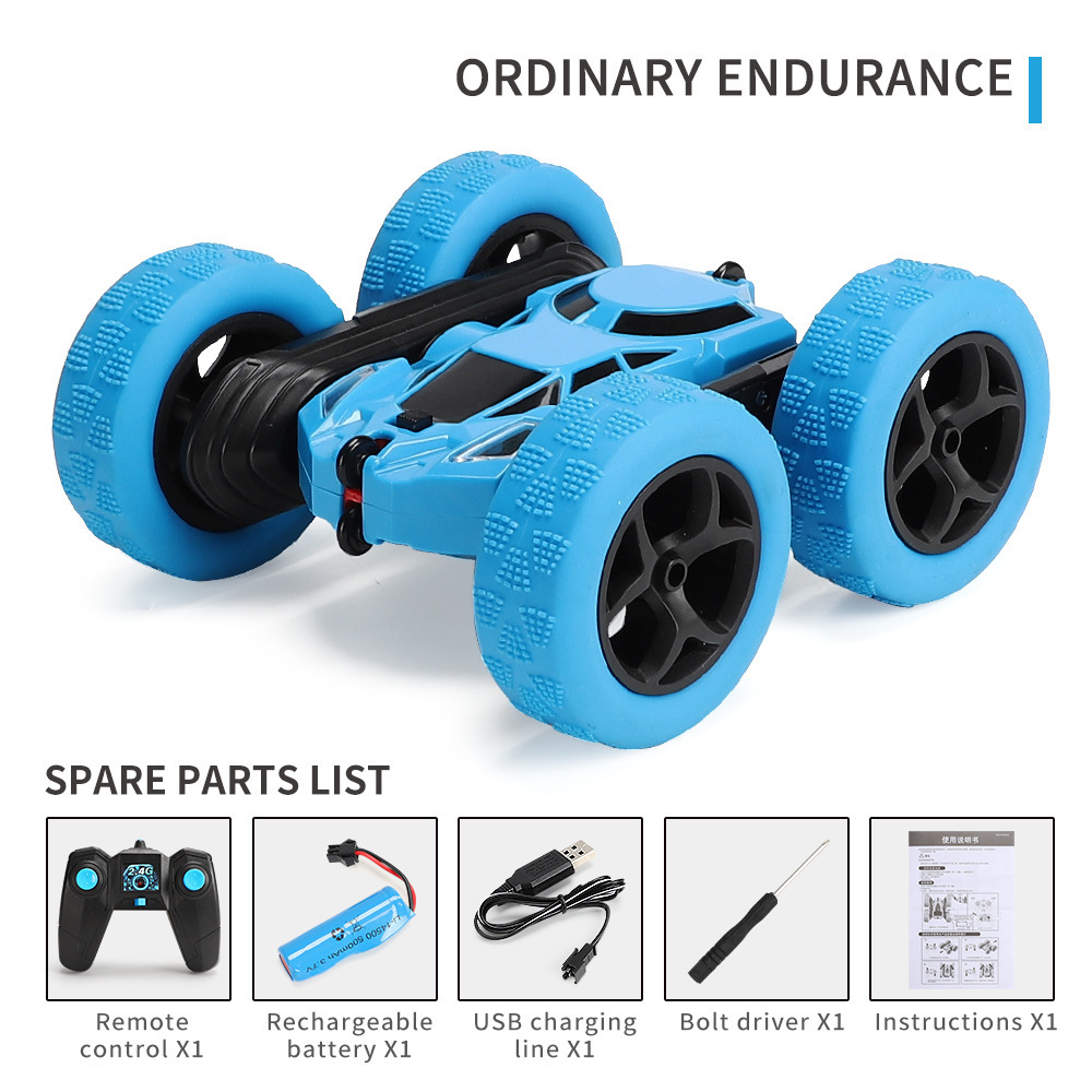 RC stunt car remote control car double-sided driving 360 degree flip rotating light car toy for children