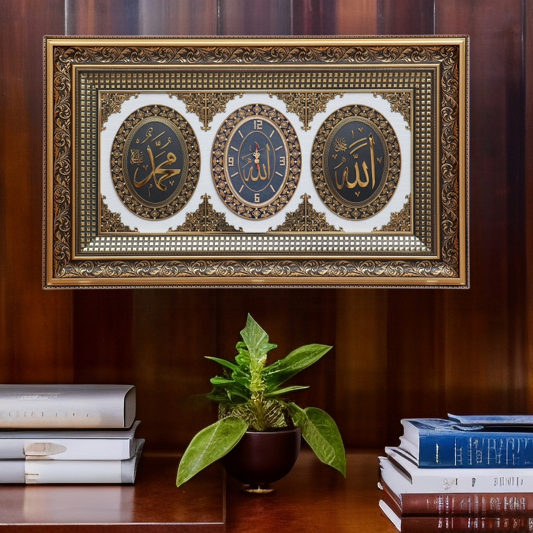 Hot Sale Islamic Wall Picture and Clock Muslim Wall Arts Home Decoration Gifts Islamic Quote Wall Art Handmade for Muslim Decor