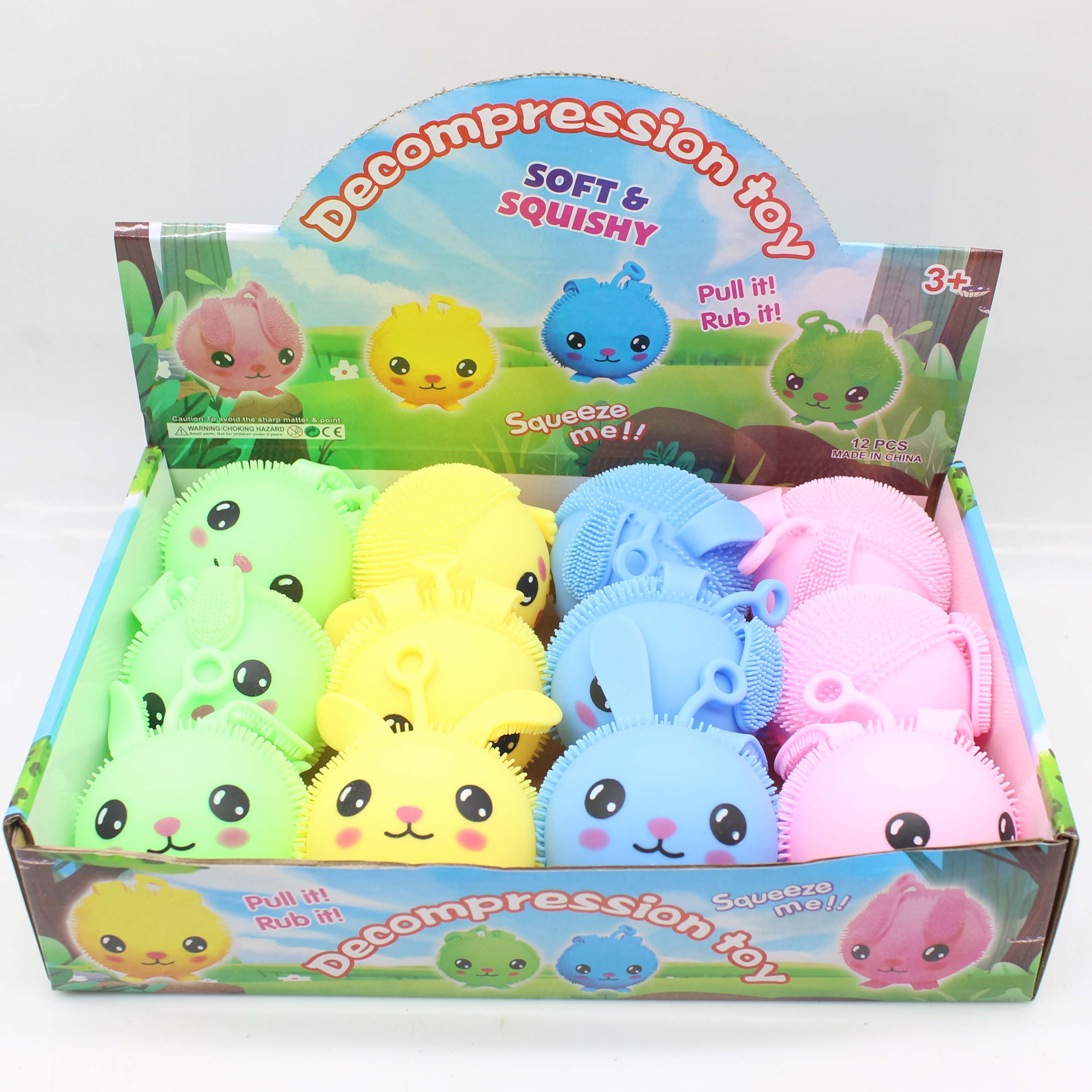 Factory Direct Sale Cute Rabbit Decompression Toy glow in the dark Stress Toy Ball Kids Puffer Ball