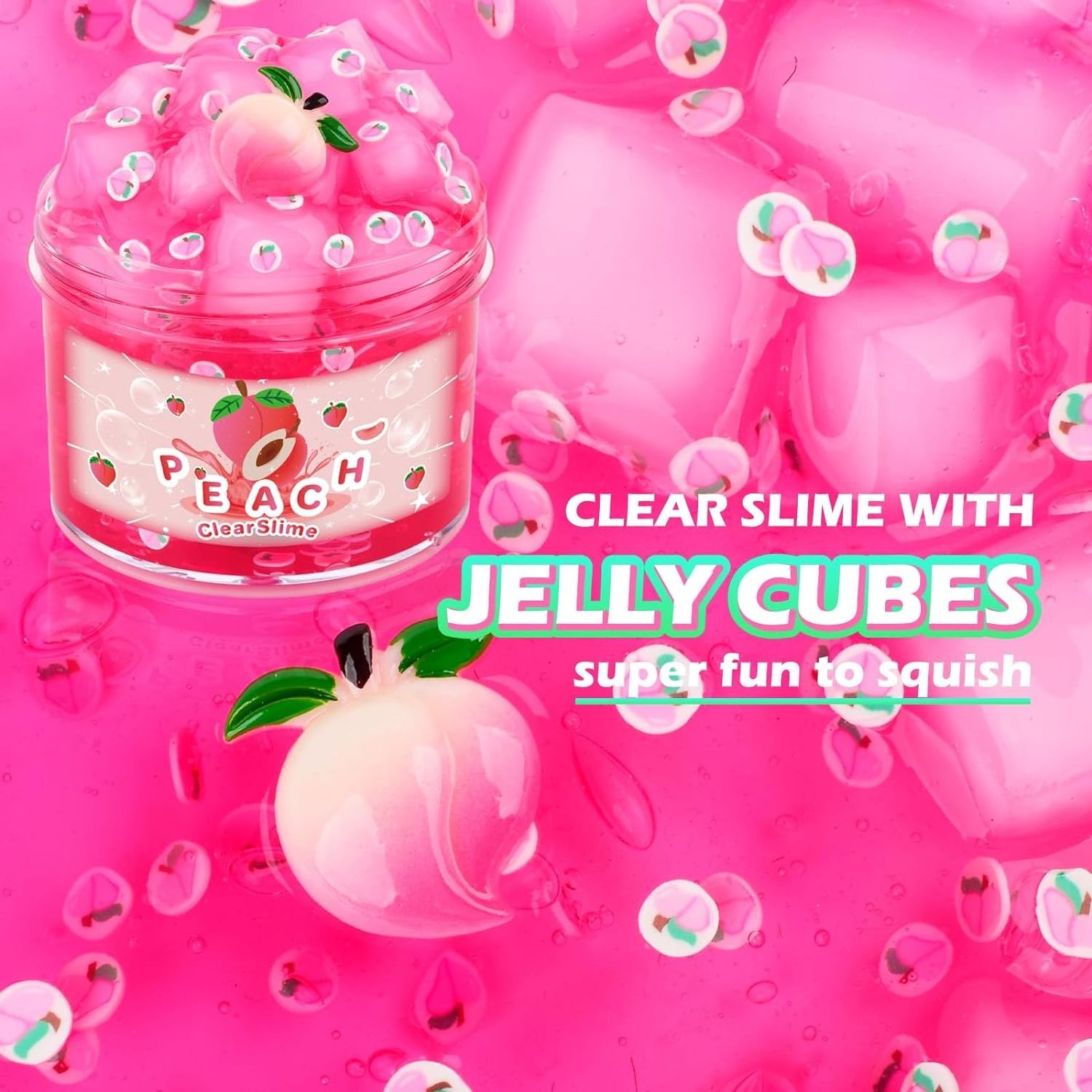 Soft Sludge Pink Peach Clear Slime Jelly Cubes Cute Jelly Add-ins Charms Glimmer Boba Slime Crunchy Crystal Slime