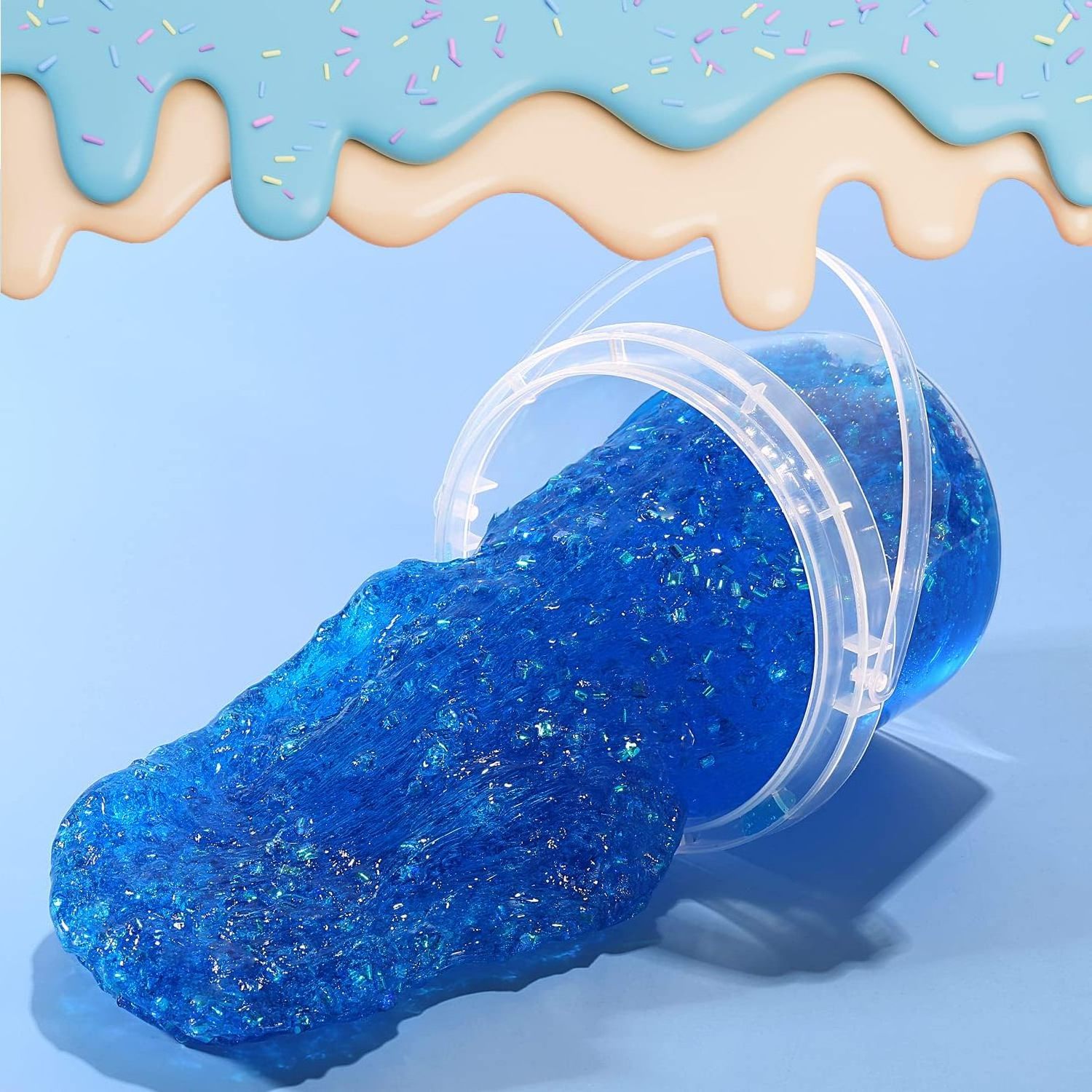 Crystal Slime Blueberry Blue Jelly Cube Glimmer Crunchy Slime Includes 6 Sets of Slime Add-ins Sensory and Tactile Stimulation