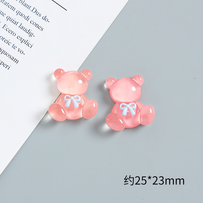 Clear Bow Tie Bear DIY Cream Glue Phone Case DIY Craft for Hair Clip Resin Accessories Slime DIY Charms