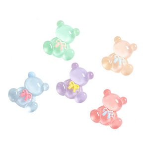 Clear Bow Tie Bear DIY Cream Glue Phone Case DIY Craft for Hair Clip Resin Accessories Slime DIY Charms