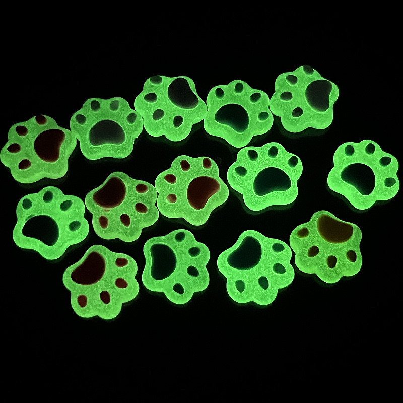 Resin Charms Cartoon Glow in the Dark Cat Paw DIY Cream Glue Phone Case Slime Charm Hair Clip Deco