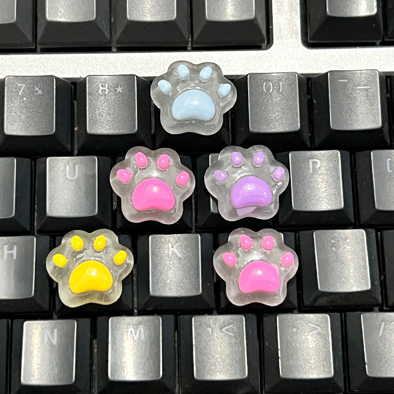 Resin Charms Cartoon Glow in the Dark Cat Paw DIY Cream Glue Phone Case Slime Charm Hair Clip Deco