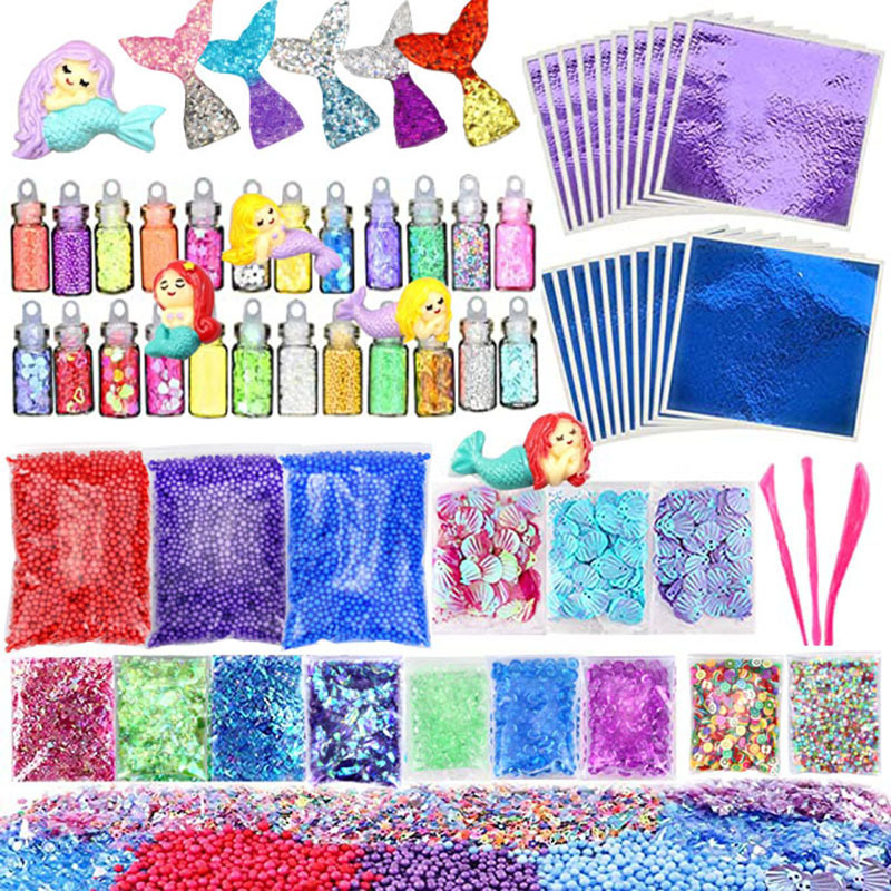 Wholesale 70PCS Slime Add Ins Floam Beads Fishbowl Beads Mreaind Unicorn Slime Charms Glitter Jars Slime Supplies Kit