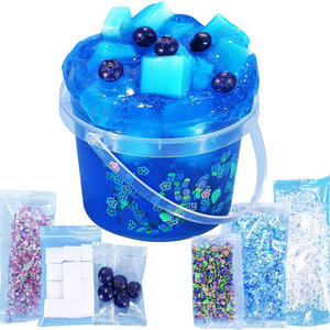 Crystal Slime Blueberry Blue Jelly Cube Glimmer Crunchy Slime Includes 6 Sets of Slime Add-ins Sensory and Tactile Stimulation