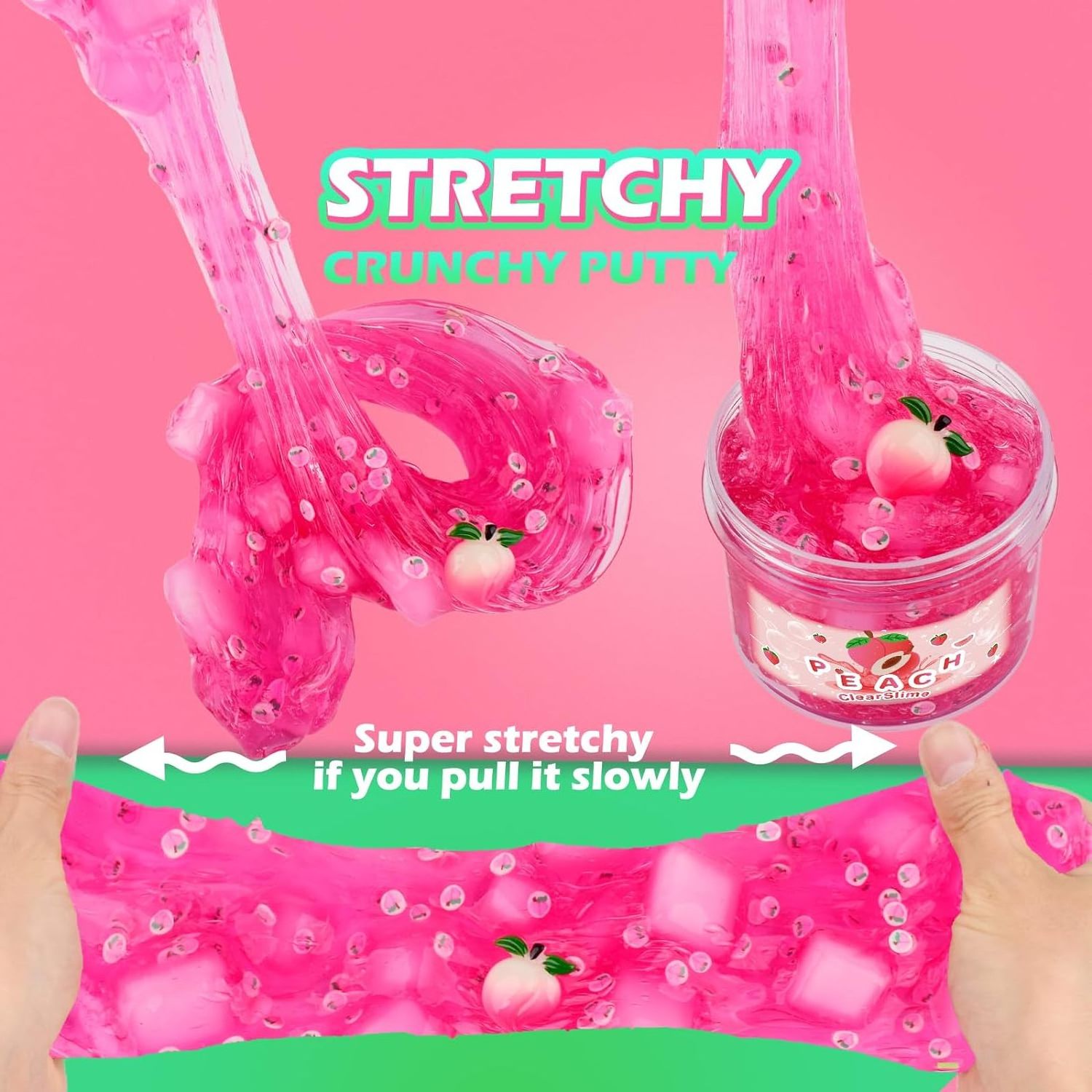 Soft Sludge Pink Peach Clear Slime Jelly Cubes Cute Jelly Add-ins Charms Glimmer Boba Slime Crunchy Crystal Slime