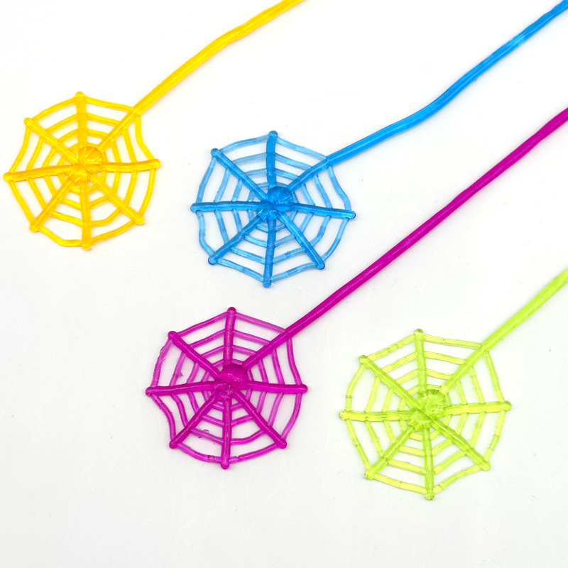 Stretch small hand promotional toy spider web pumpkin ghost Halloween creative trick wall climbing sticky toy