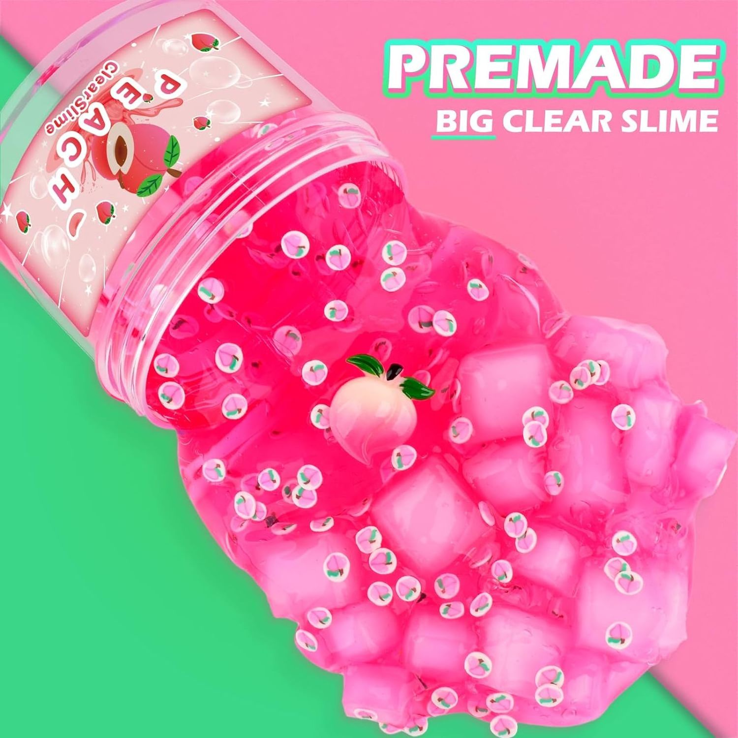 Soft Sludge Pink Peach Clear Slime Jelly Cubes Cute Jelly Add-ins Charms Glimmer Boba Slime Crunchy Crystal Slime