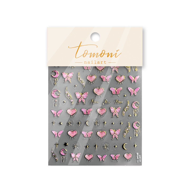 Wholesale Nail art sticker 5d emboss sticker cute  bunny gold pink butterfly flowers nail art decoration