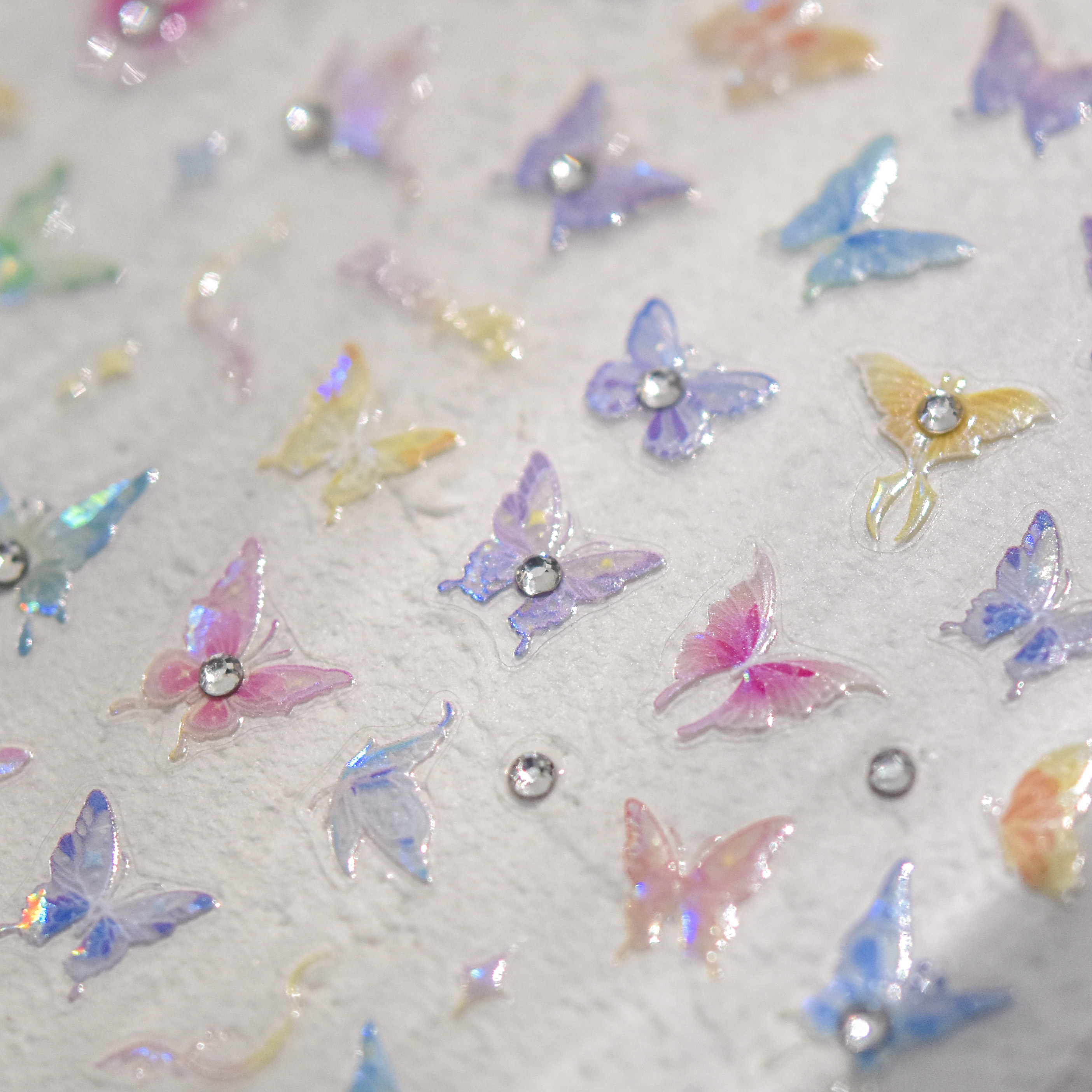 2023 New arrival nail sticker self-adhesive 5d sticker shiny aurora  Shell light butterfly moon star nail art decals