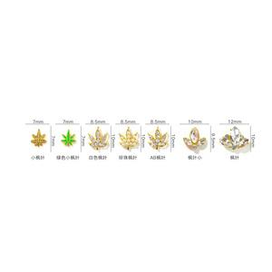 New arrival maple leaf  3d alloy charms autumn style nail art jewelry crystal nail stones