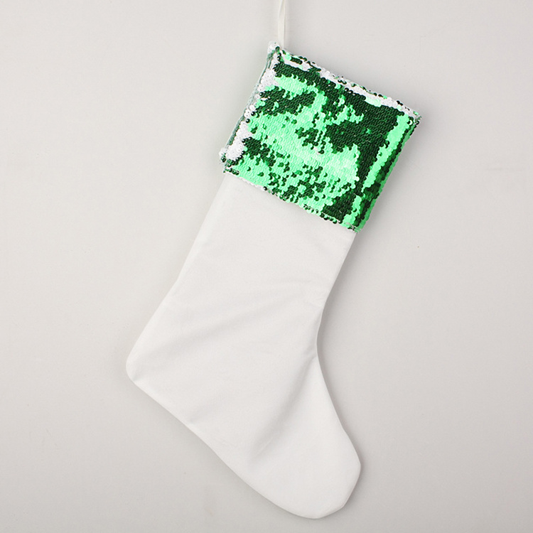 New Christmas Products Shiny Flip Sequins Christmas Socks Sublimation Blank Christmas Tree Pendant