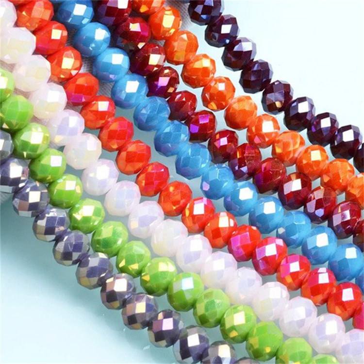 4/6/8/10mm Coating AB Rondelle Natural Austria Crystal Faceted Glass Loose Spacer Beads For DIY Necklace Bracelet Jewelry Making