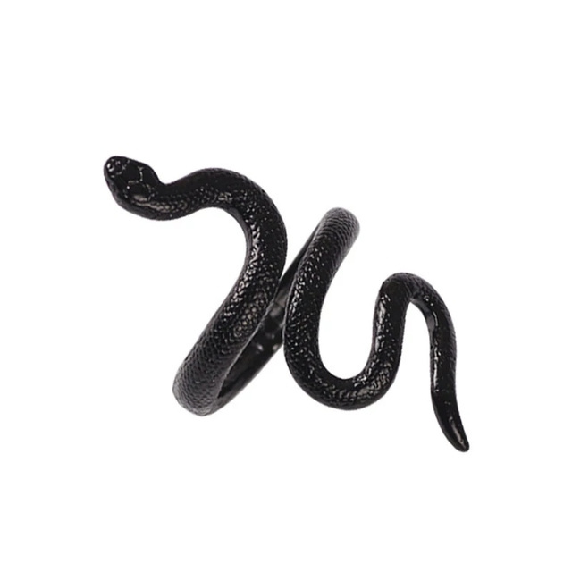 Suxuan Anime Rings For Men Women Punk Goth Snake Ring Exaggerated Black Plated Gothic Adjustable Party Gift Jewelry