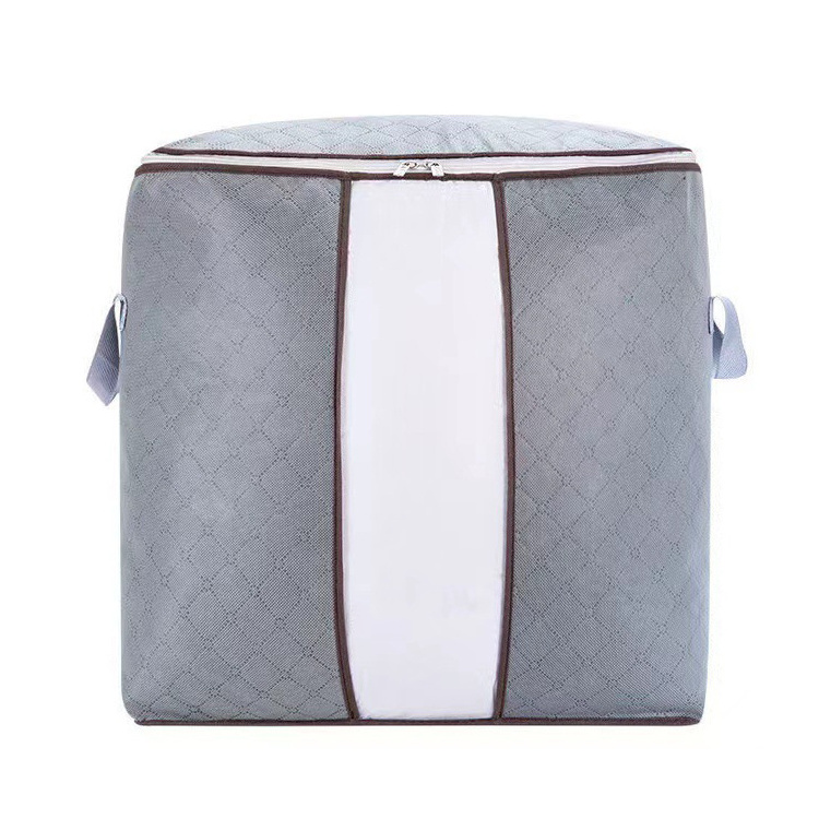 Large Capacity Clothes Storage Bag Foldable Comforters Storage Box Bin Closet Organizer with Zips Reinforced Handle Clear Window