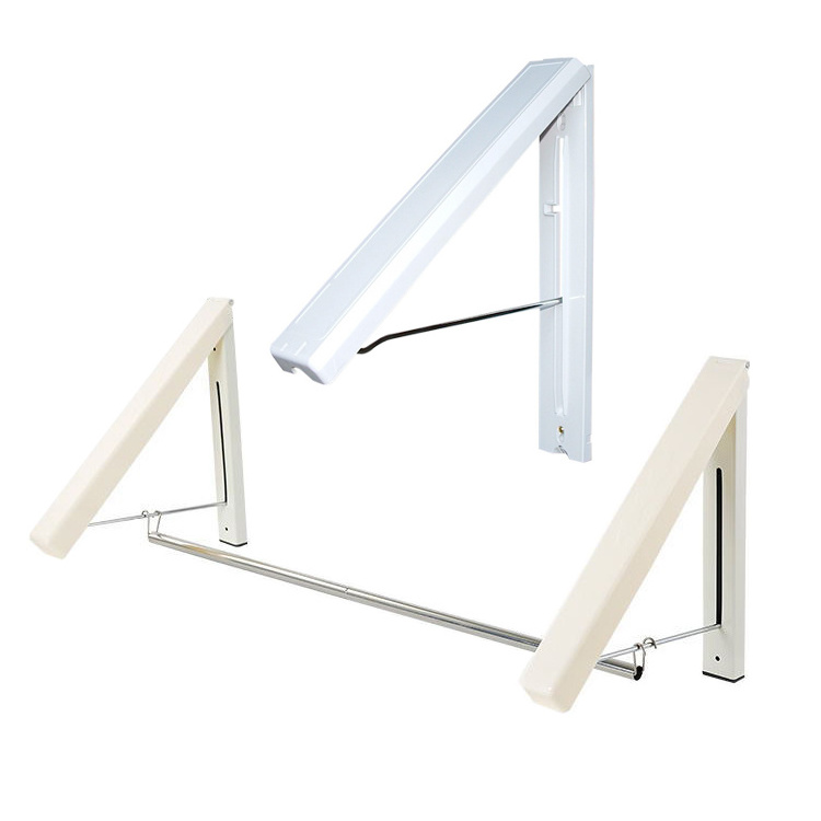 White Retractable Stand Wall Mounted Rod Corner Shelf Storage Metal Wall Quilt Laundry Hangers & Drying Racks,Coat Hanger